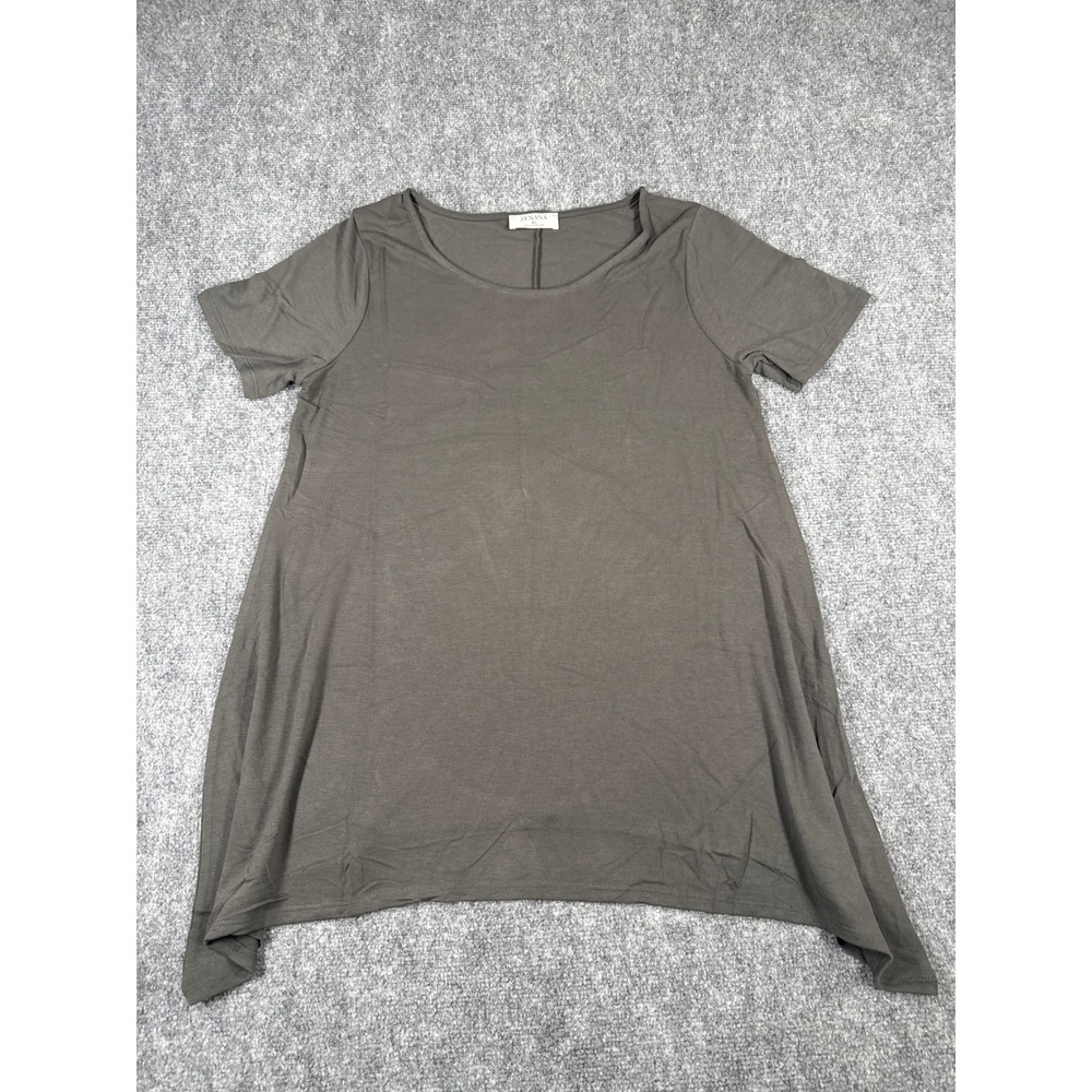 Zenana Women XL Dark Gray Short Sleeve Sharkbite Hem Tunic Top NEW